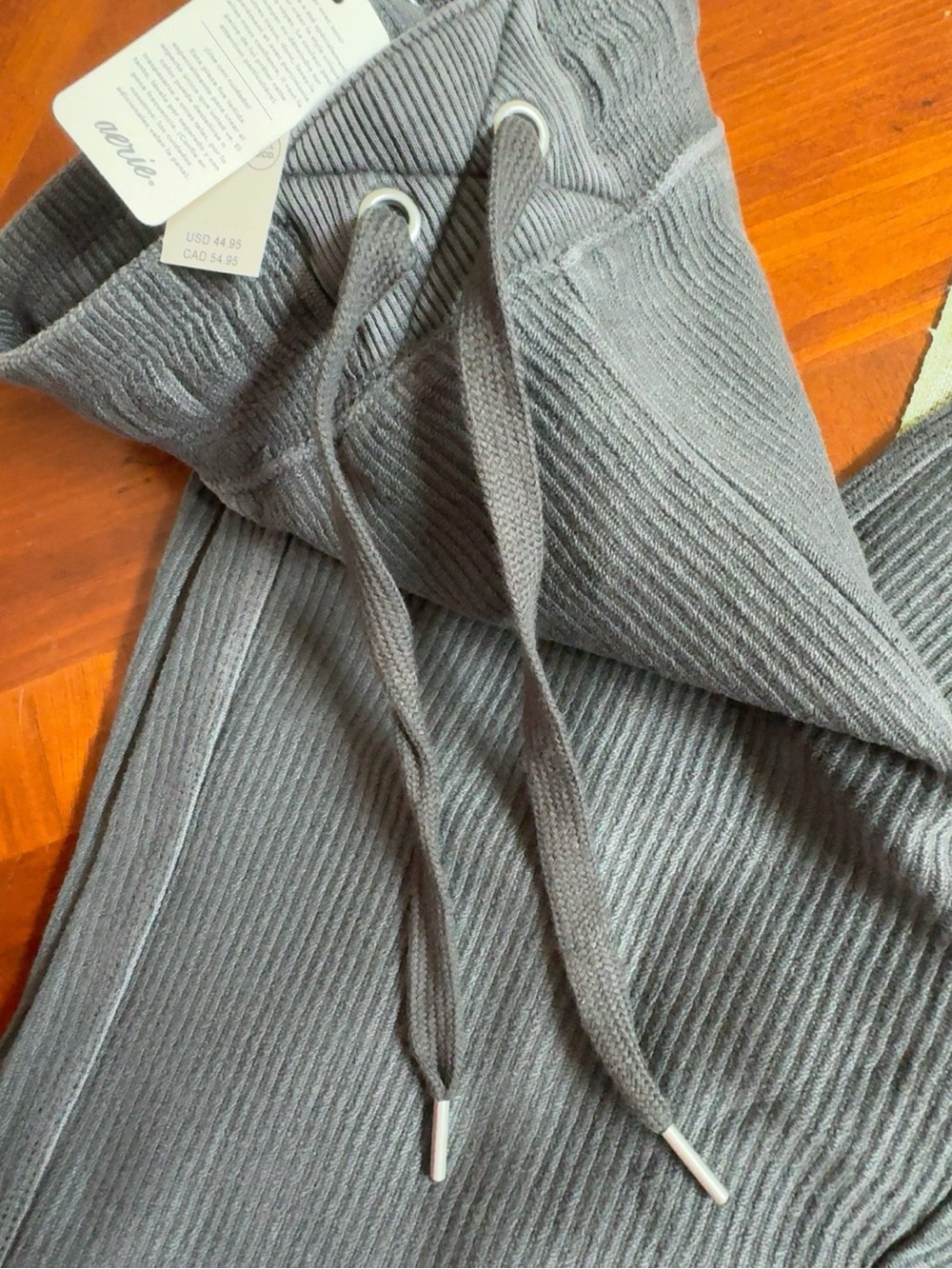 Ribbed Knit joggers in Charcoal Gray - Picture 4 of 4